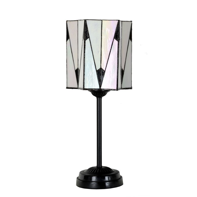Tiffany slanke tafellamp zwart met French Art Deco uit