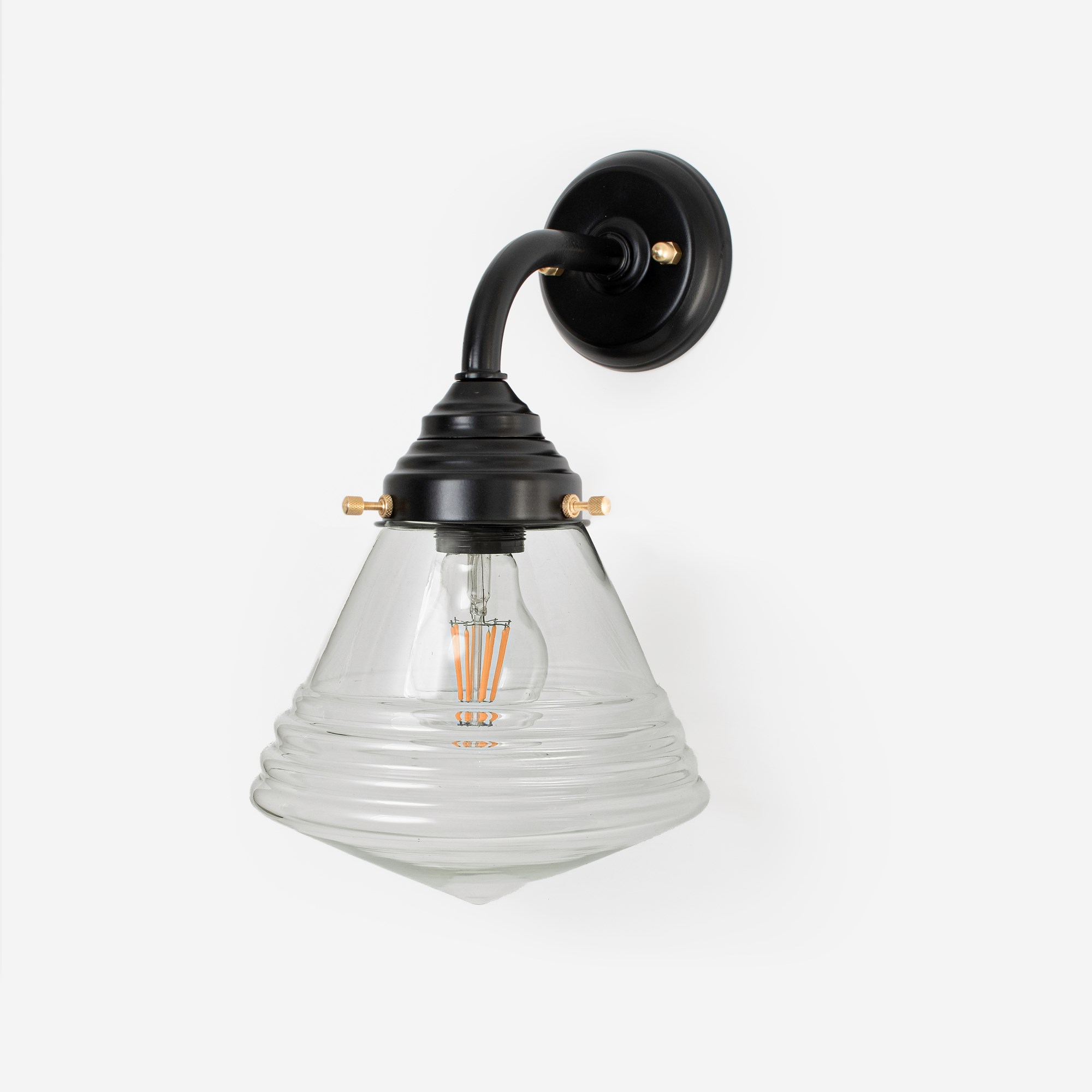 Outdoor lamp - Wall lamp Luxurious School Small Clear Curve Black