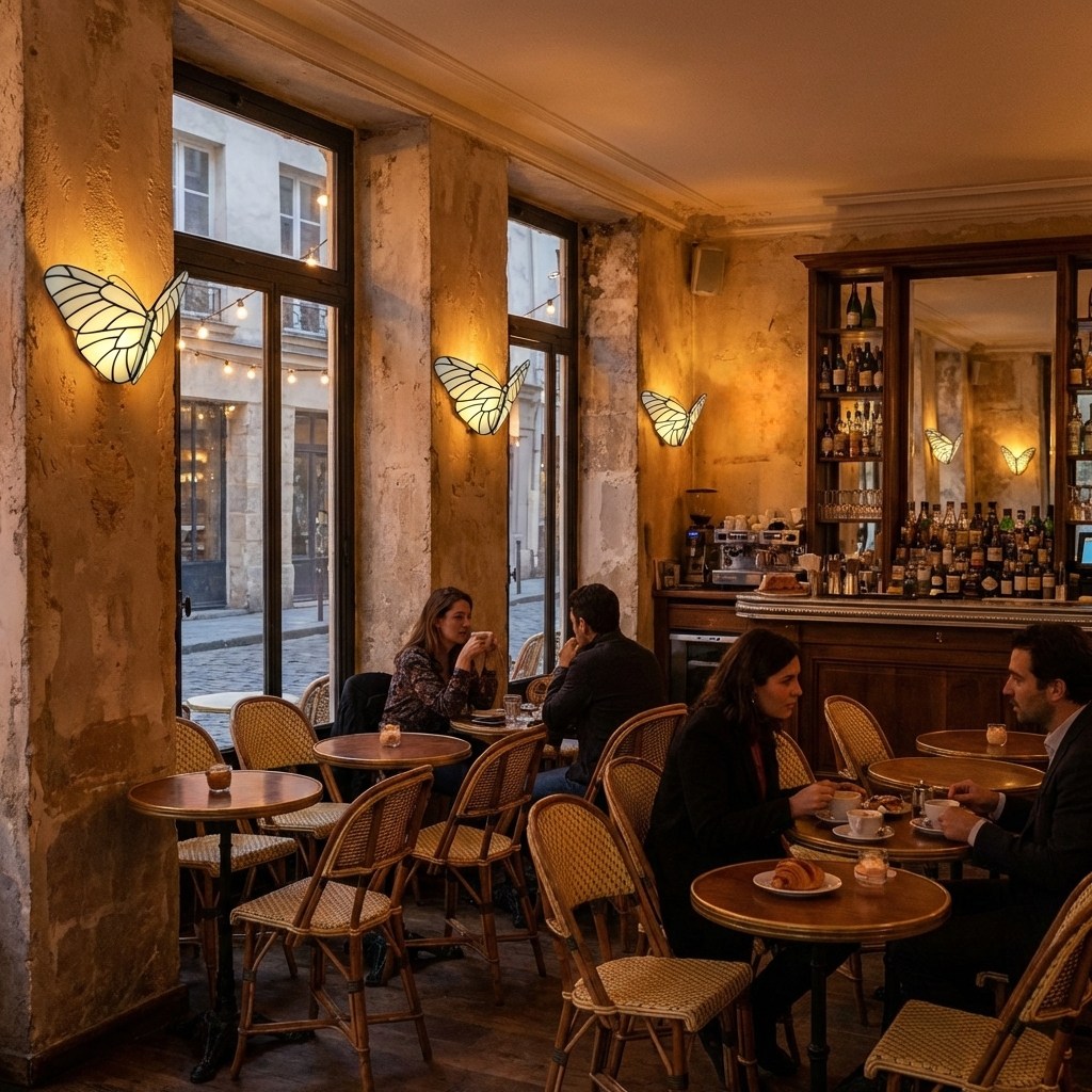 Tiffany Wall Lamp Satin Butterfly