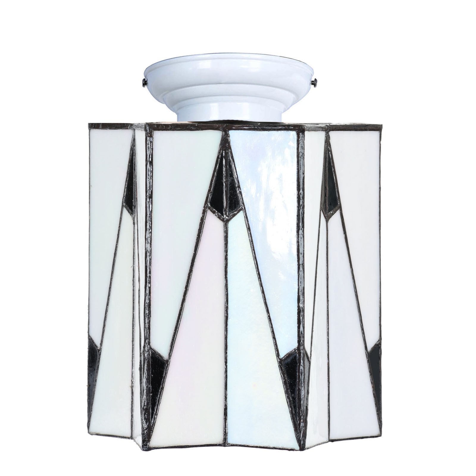 Tiffany plafonnière wit met French Art Deco 