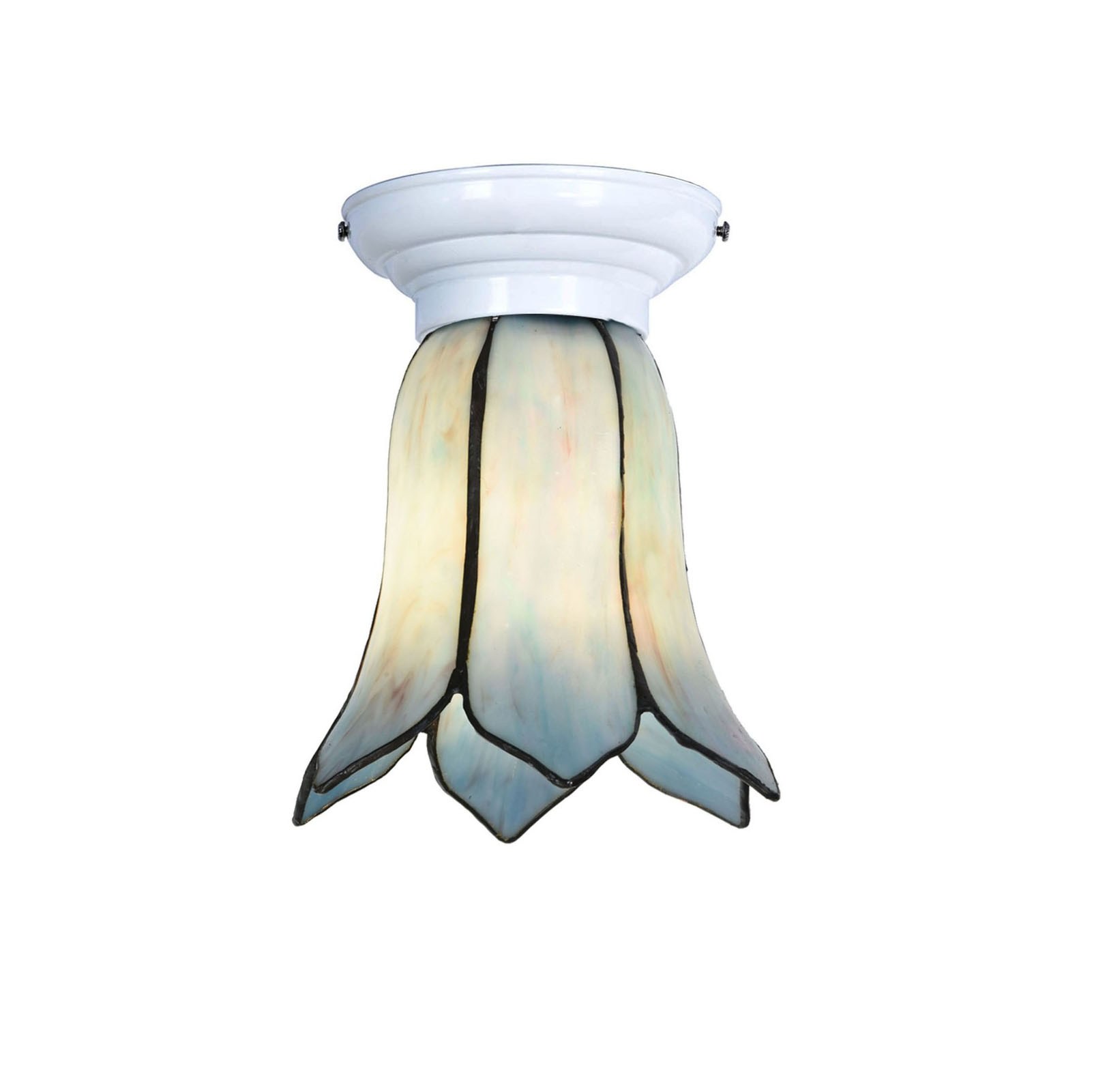 Tiffany-Deckenleuchte weiß mit Gentian Blue