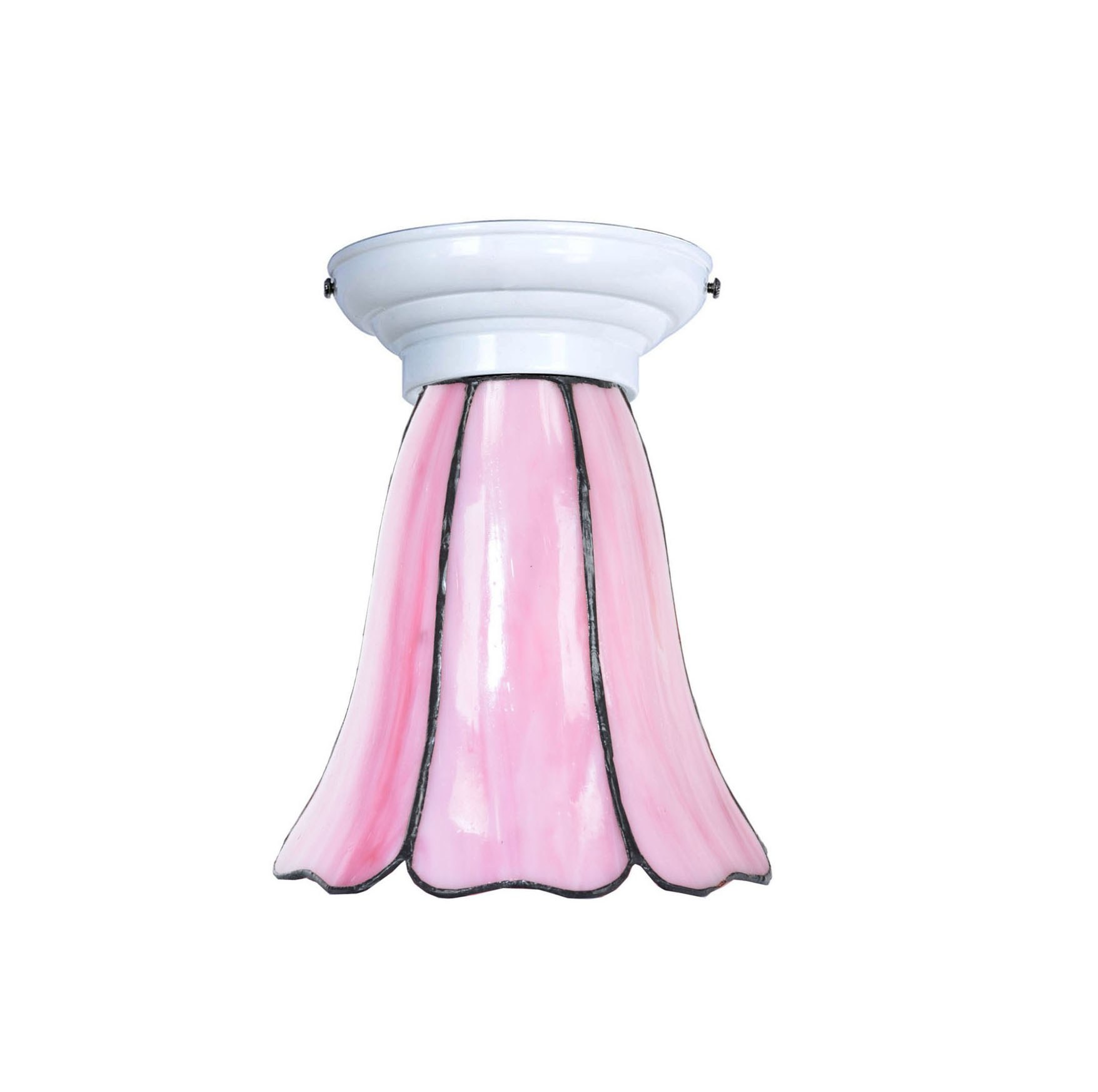 Tiffany-Deckenleuchte weiß mit Liseron Pink