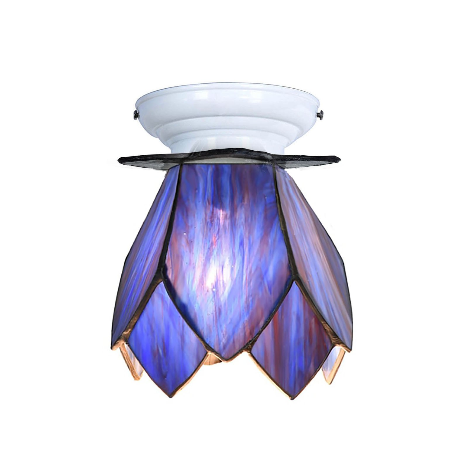 Plafonnier Tiffany blanc avec Blue Lotus