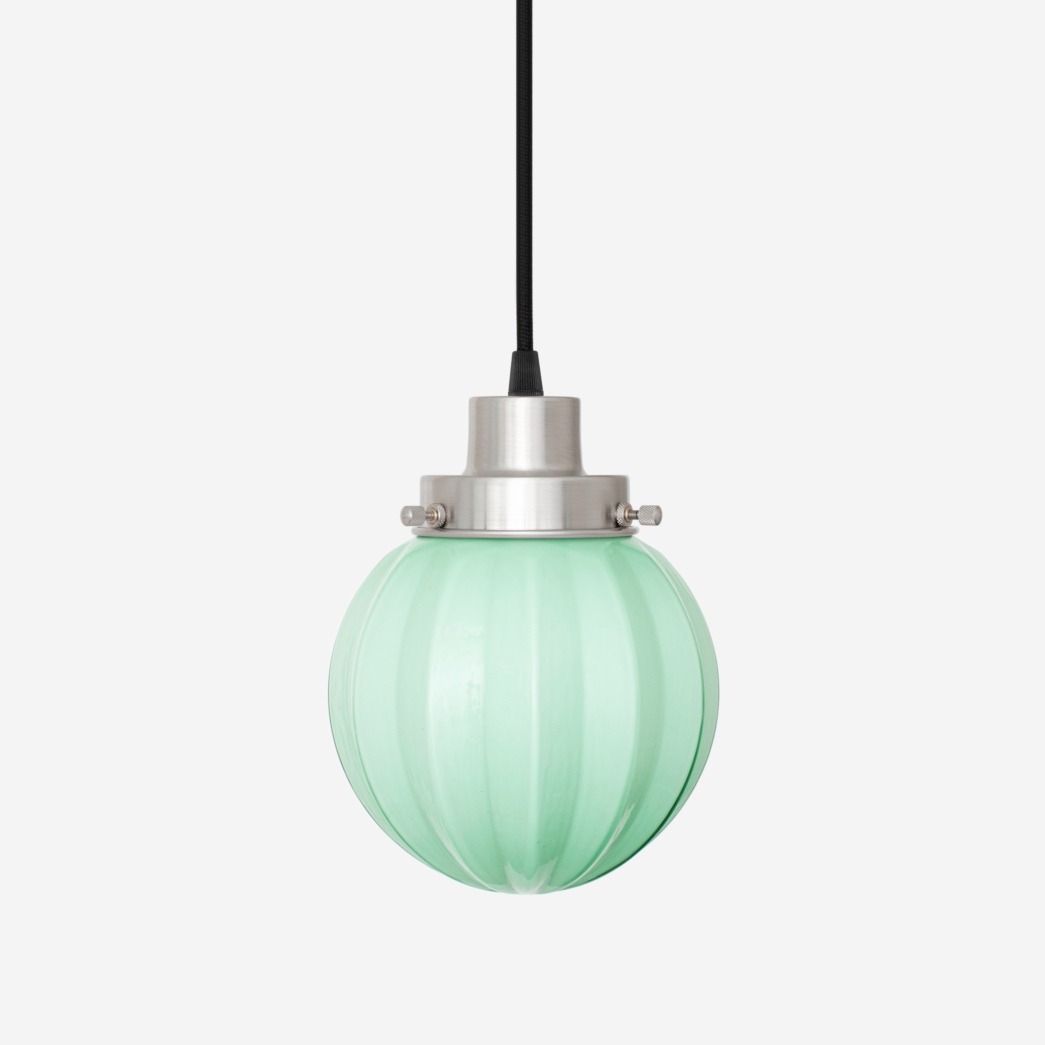 Pendelleuchte mit Kabel, Carambola Mint 20er Jahre, mattes Nickel