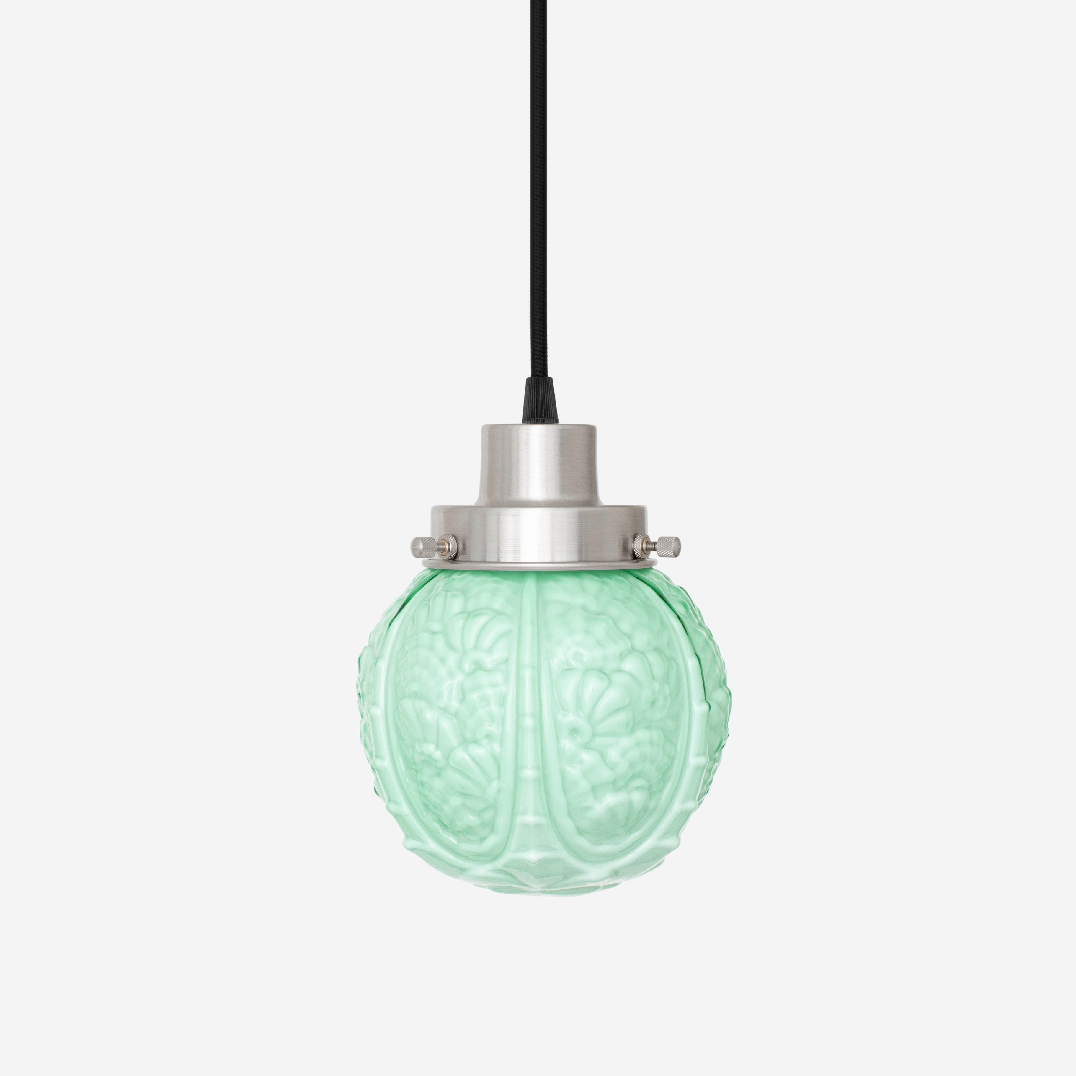 Pendelleuchte mit Kabel, Guimard Flower Mint 20er Jahre, mattes Nickel