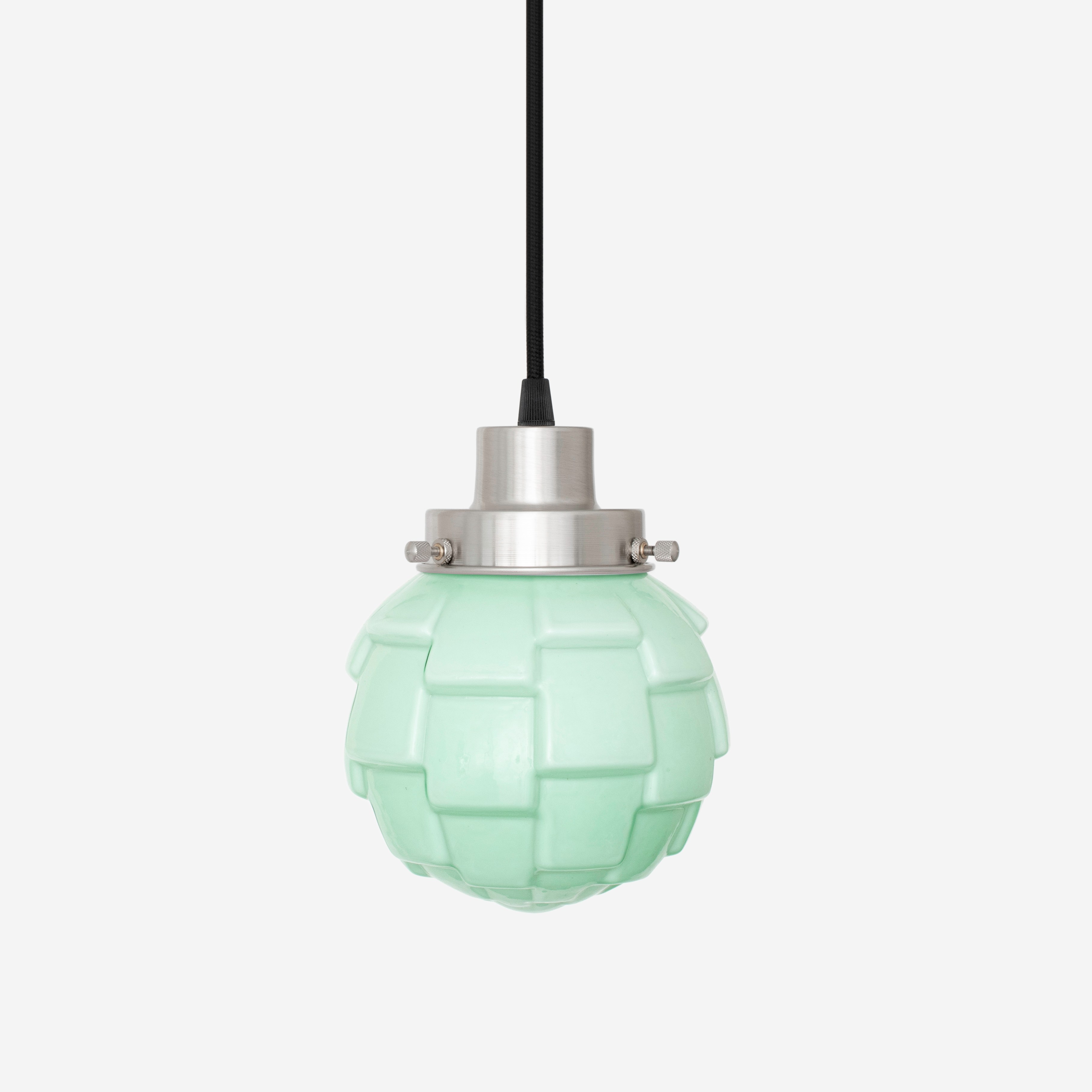 Pendelleuchte mit Kabel, Bretagne Mint 20er Jahre, mattes Nickel