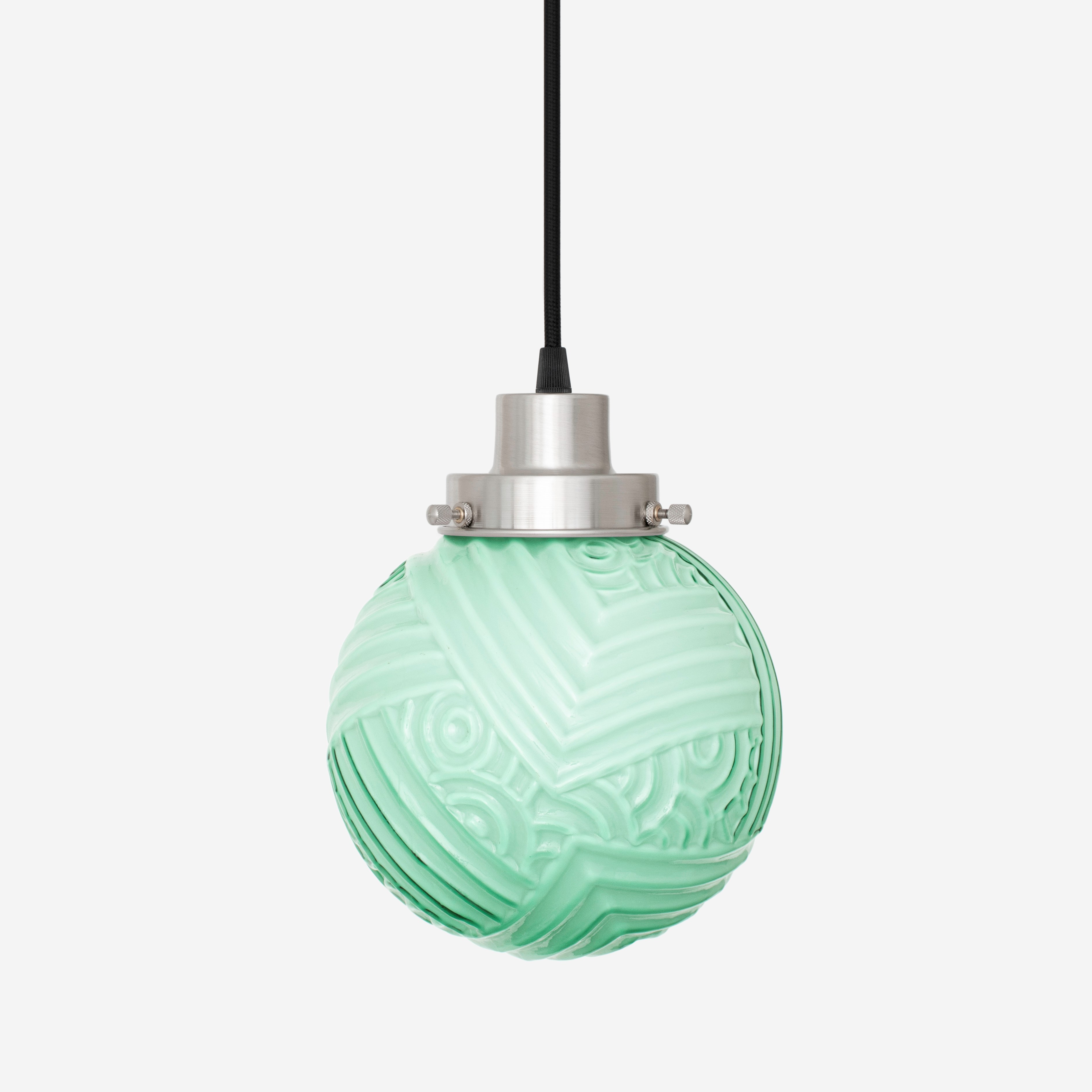 Pendelleuchte mit Kabel, Nouveau Romance Mint 20er Jahre, mattes Nickel