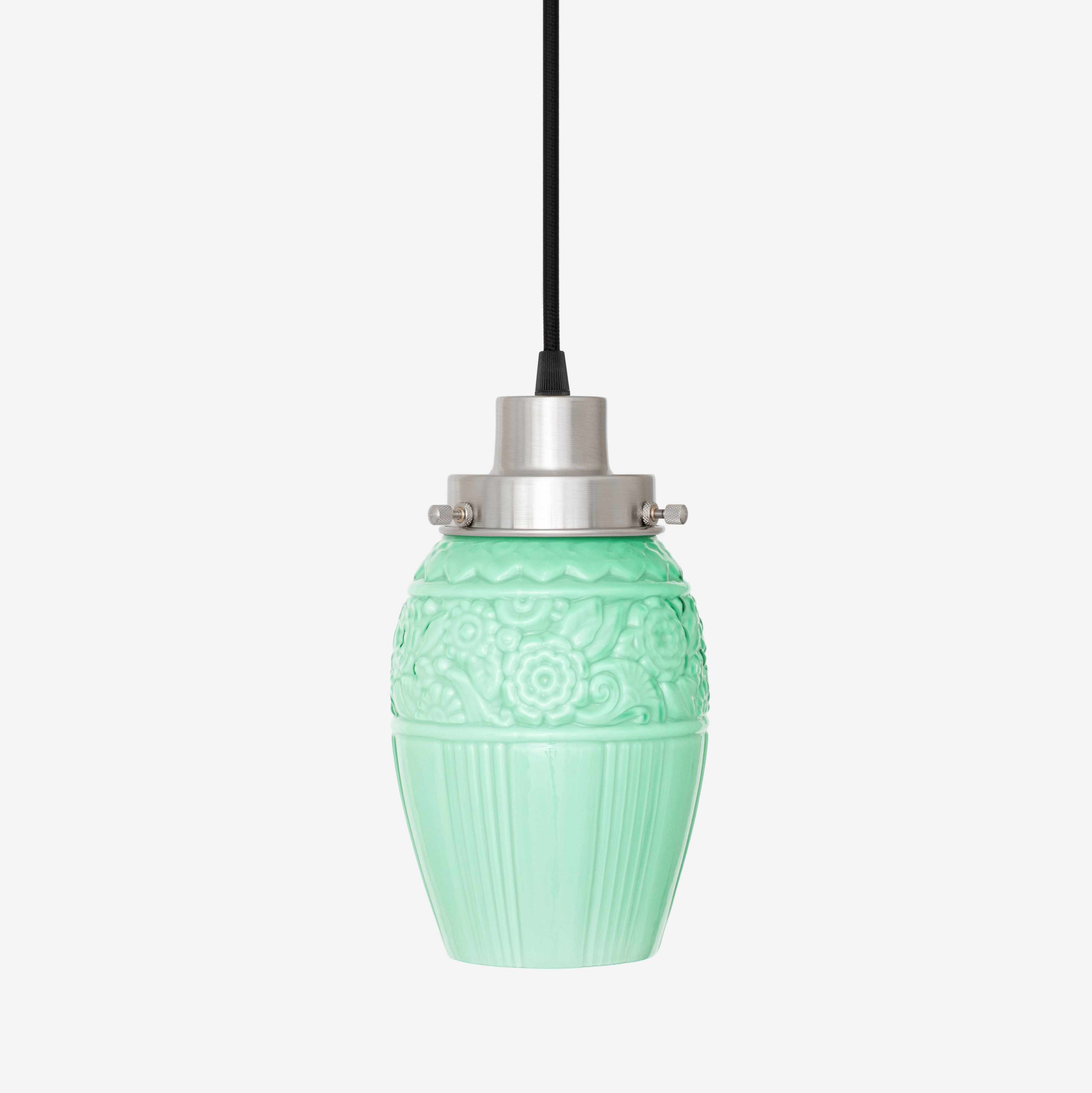 Pendelleuchte mit Kabel, Flower Yard Mint 20er Jahre, mattes Nickel