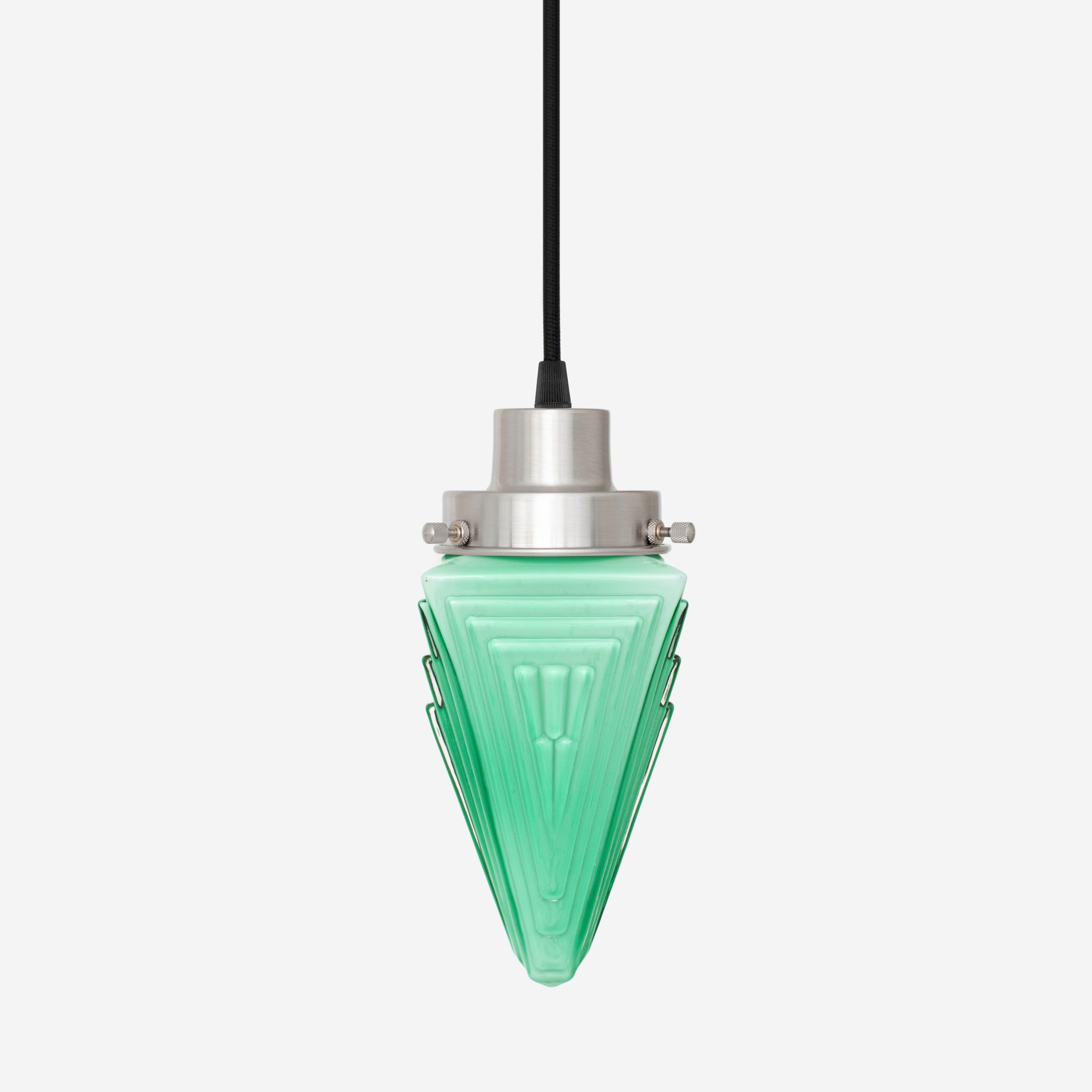 Pendelleuchte mit Kabel, Finisterre Mint 20er Jahre, mattes Nickel