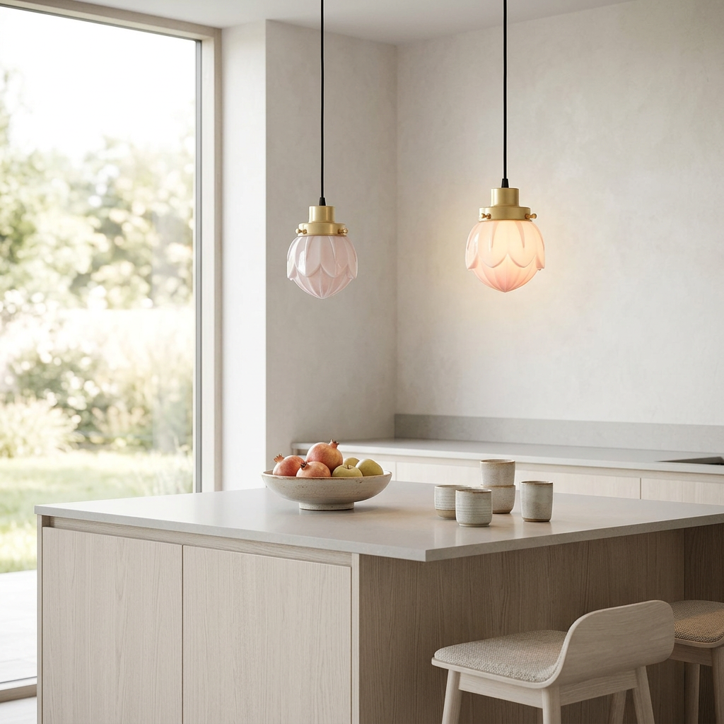 Hängelampe am Kabel Lotus Blush 20's Messing