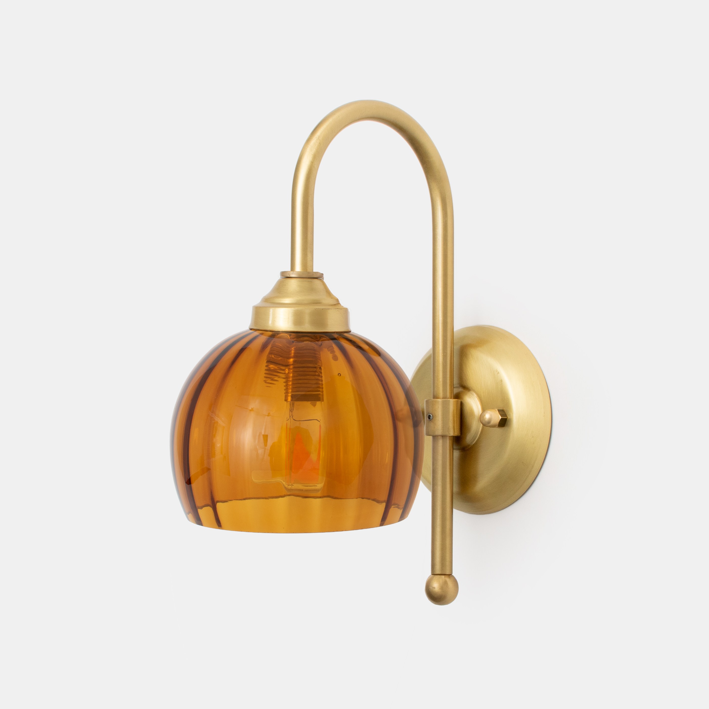 Wandleuchte Calabash Amber Small Meander Messing