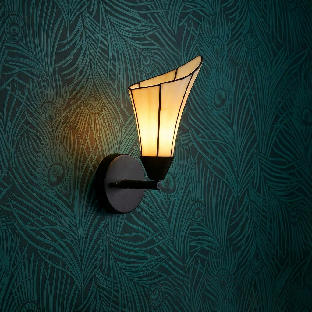 Tiffany Wandlamp kleine Calla oranje/geel