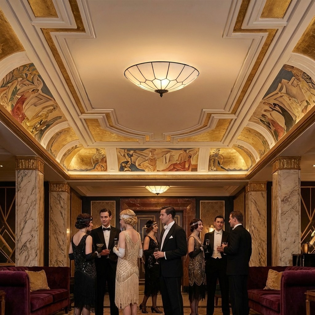 Tiffany French Art Deco Ceiling lamp Gatsby