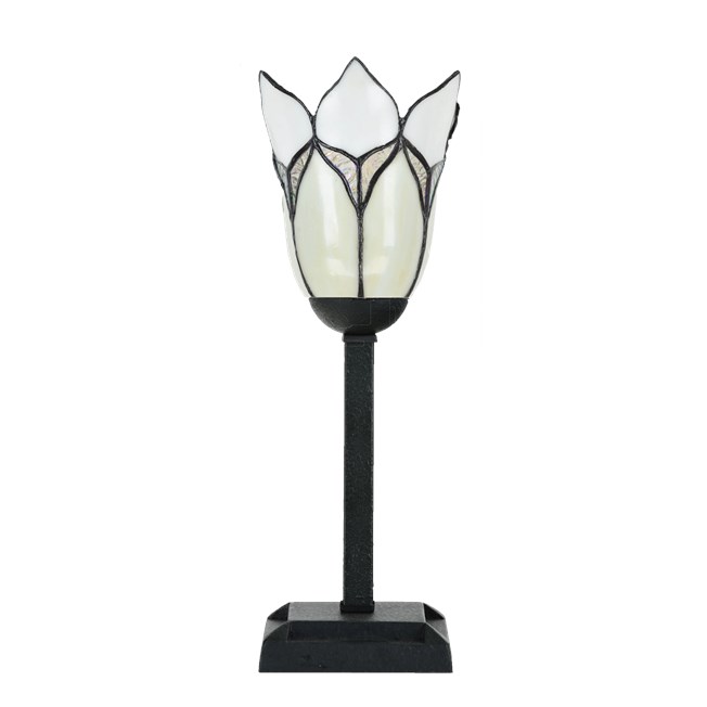 Tiffany Table Lamp Lovely Flower White - off