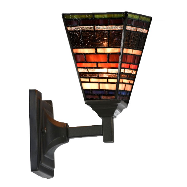 Tiffany Wall Lamp Industrial Quadrat - uplighter aan