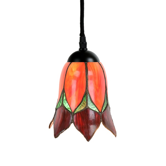 Tiffany Hanglamp Lovely Flower Red - aan