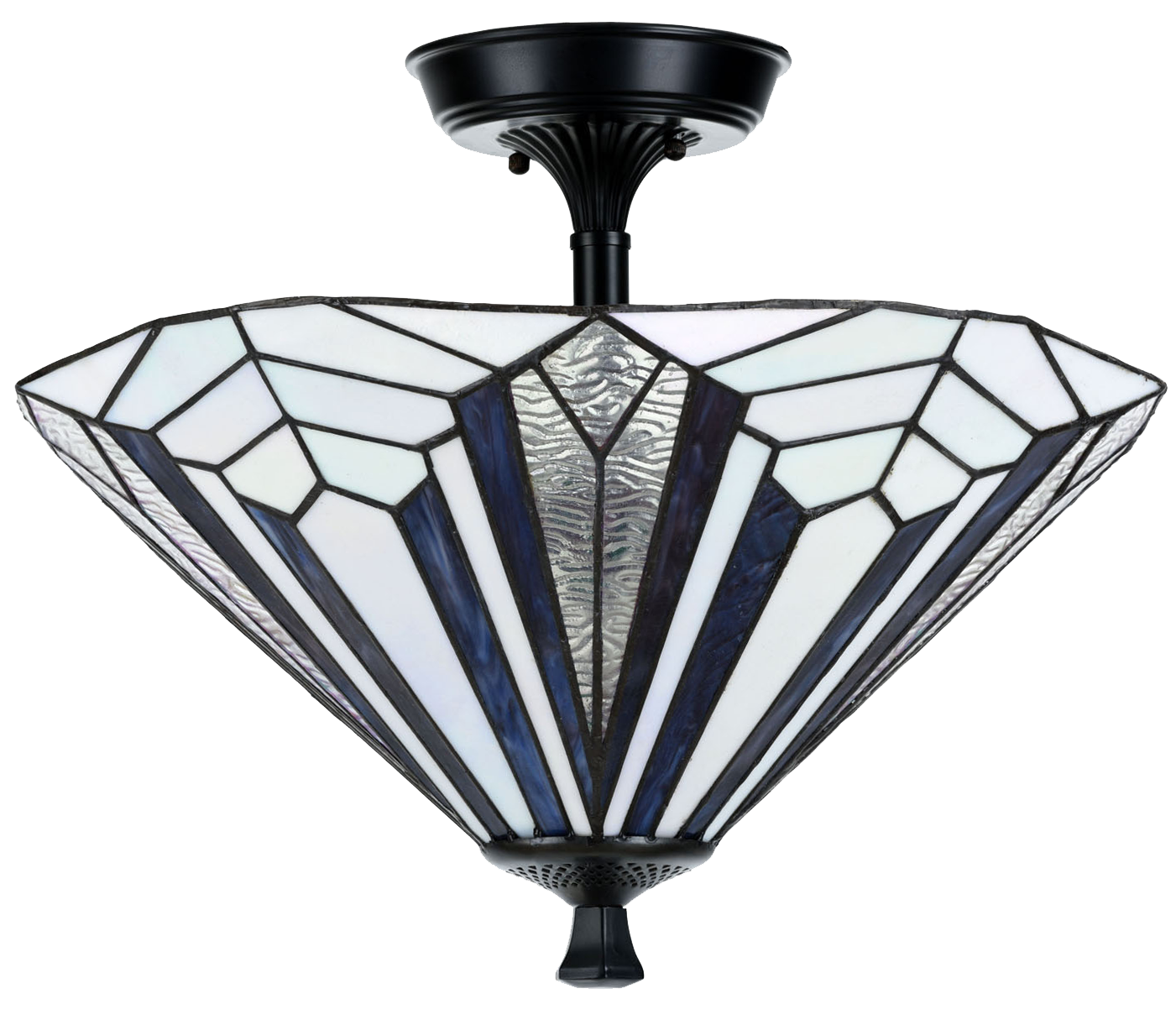 French Art Deco Tiffany Ceiling Lamp Blue