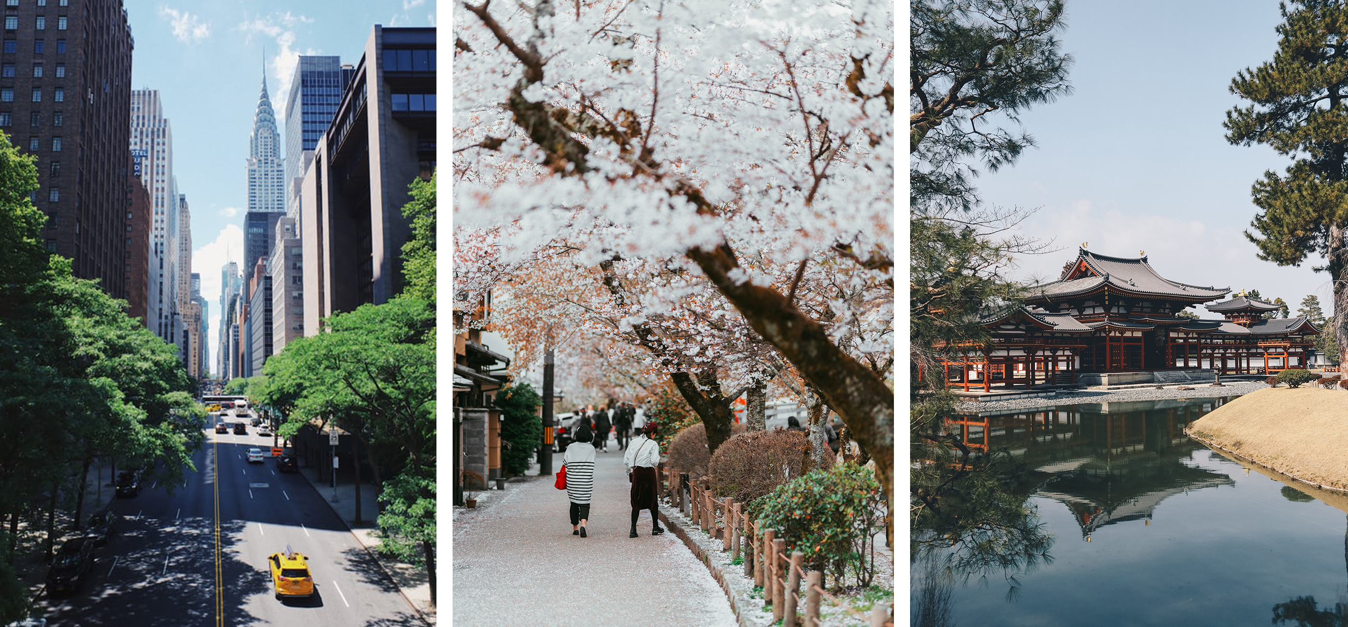 New York en Kyoto. Images: Unsplash